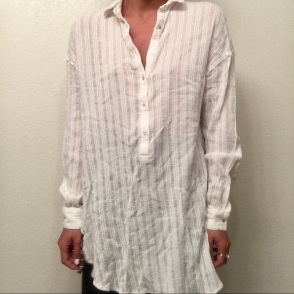 Zara Tops - Zara Sheer White Long Sleeves Tunic